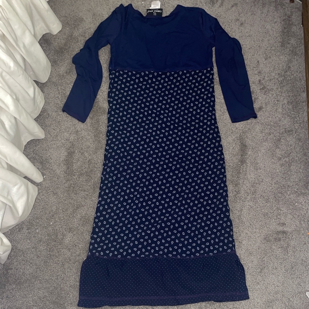 Carole Little Navy Long Sleeve Dress